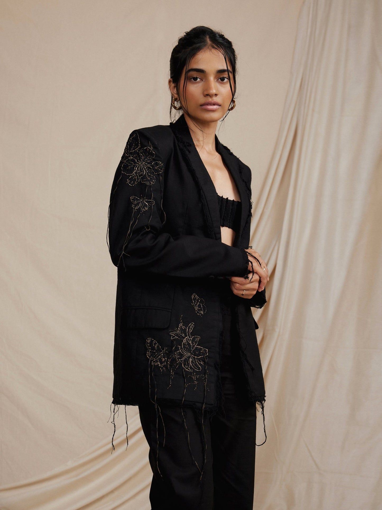 Luxury handcrafted blacke jacket by DVAI Studio