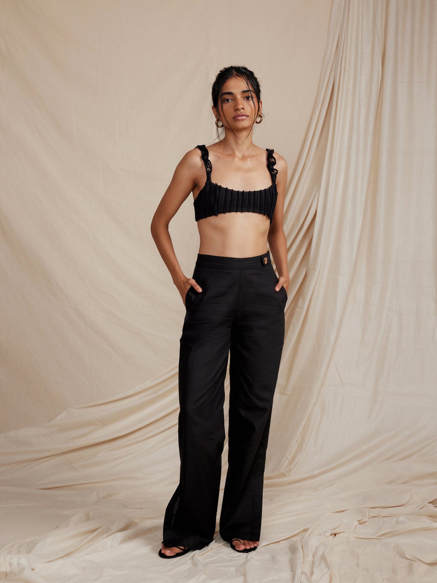 Premium black designer trousers by DVAI Studio