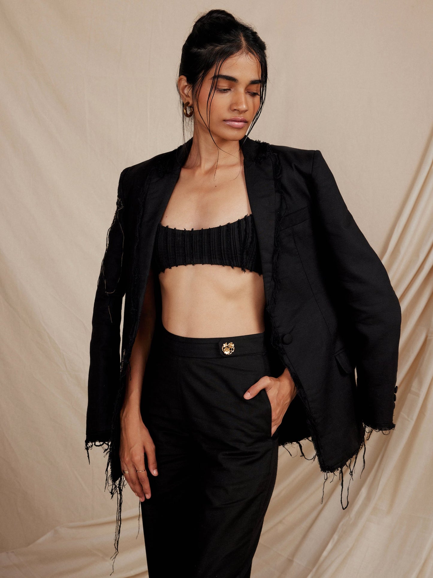 Black designer trousers for women