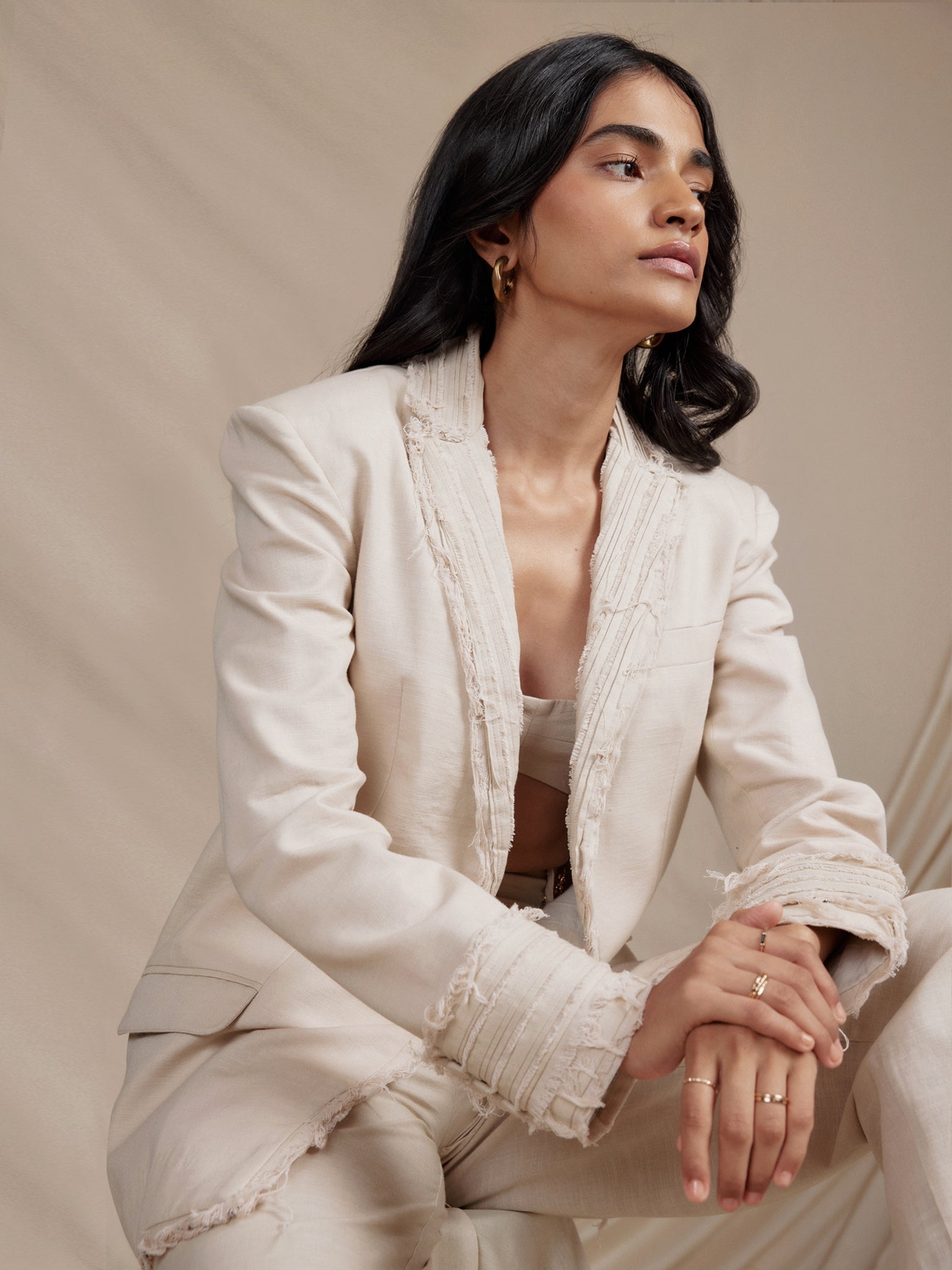 Contemporary white designer jacket for women