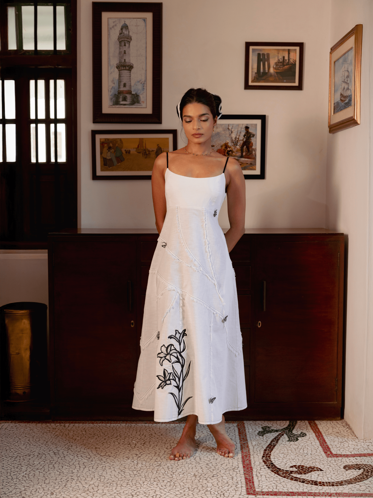 Hand-embroidered luxury resort wear dress for women