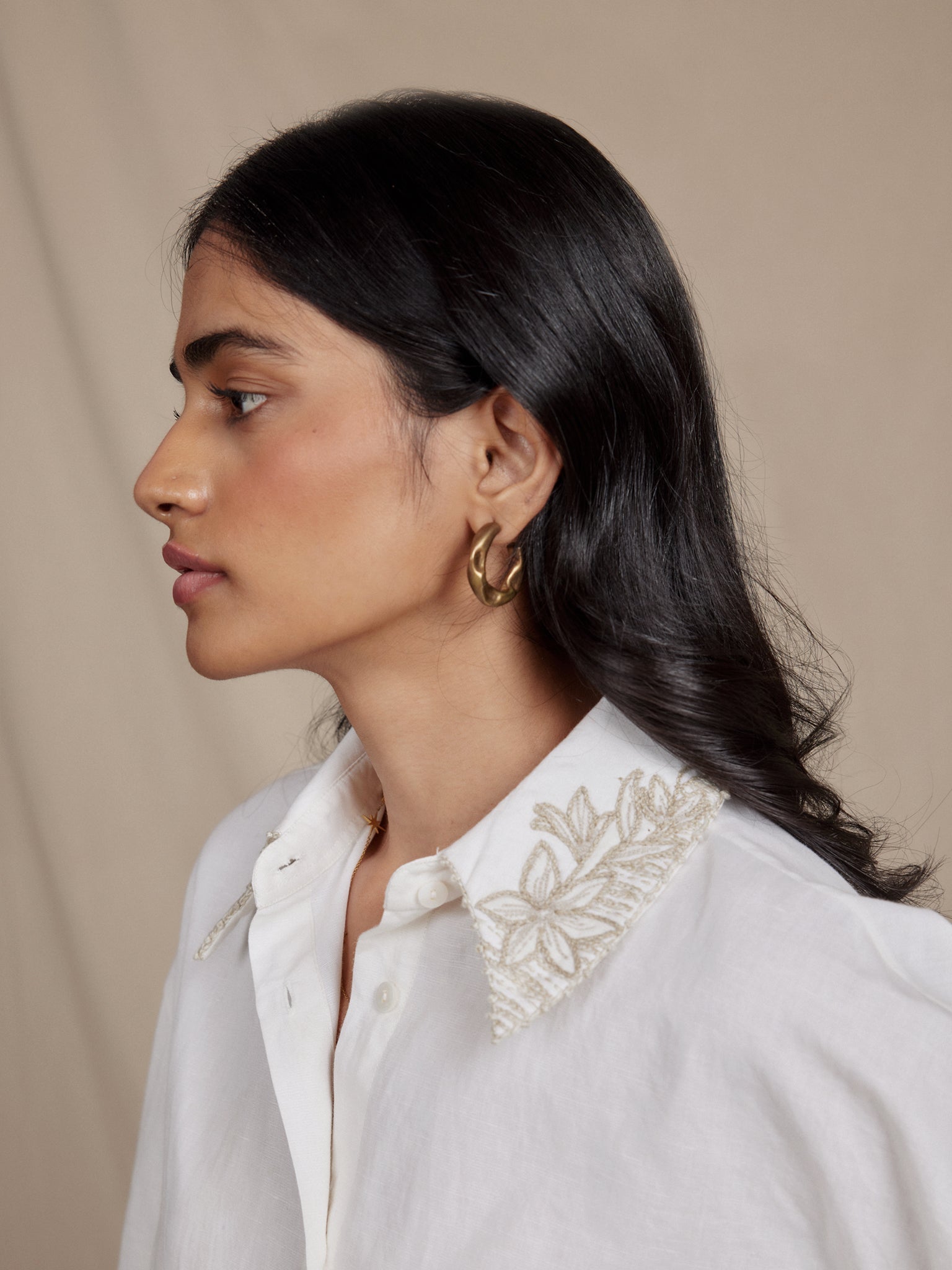 Hand embroidered oversized shirt for women