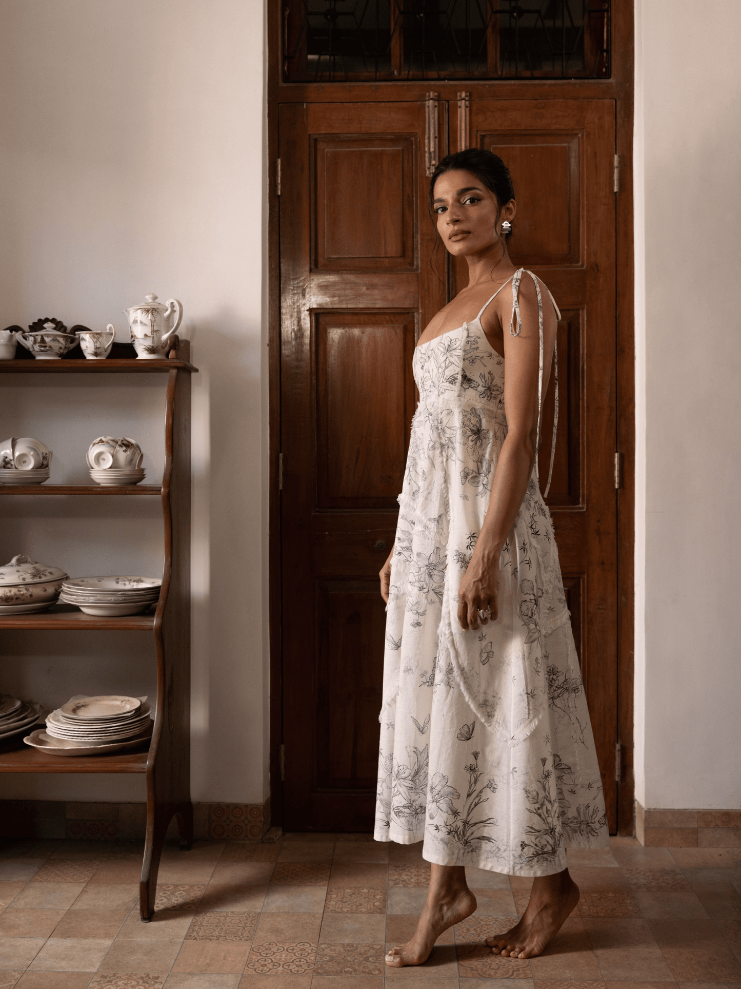 Luxury cotton linen dress for women