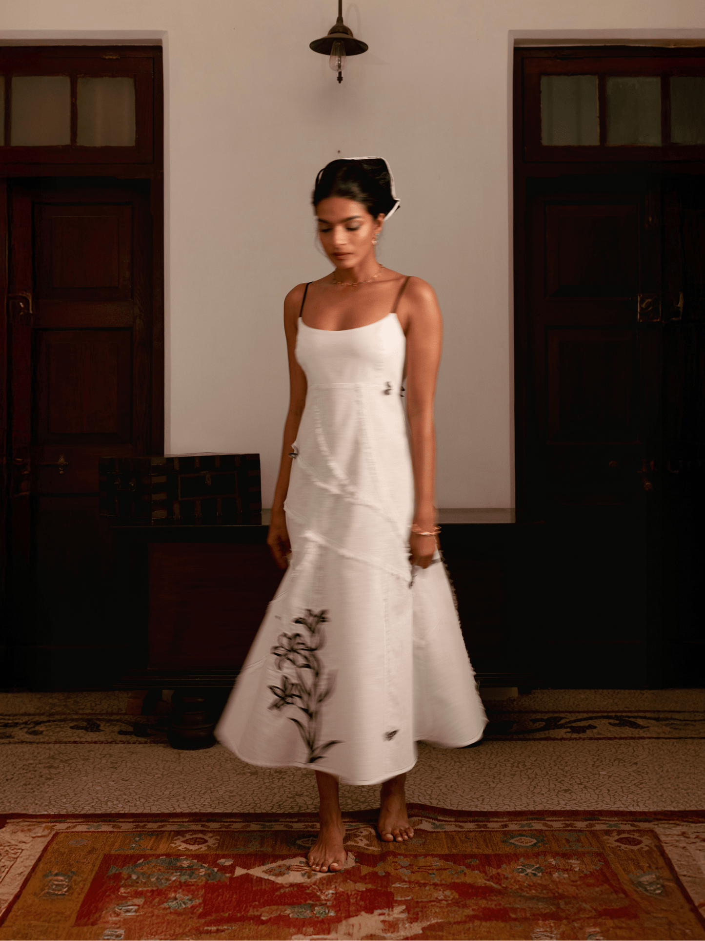 Luxury cotton linen summer dress for women by D V A I Studio front 