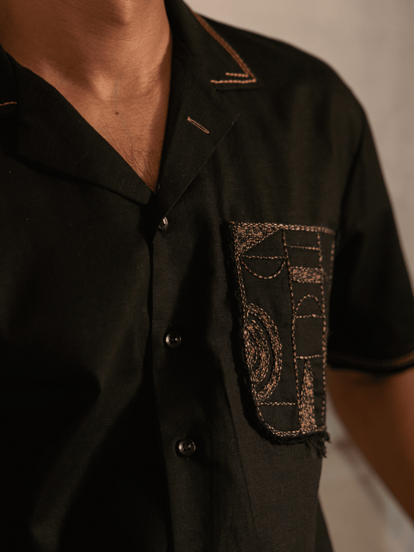 Luxury oversized men's shirt with embroidered pocket