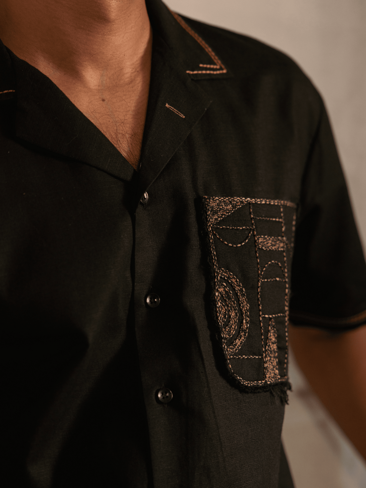 Luxury oversized men's shirt with embroidered pocket