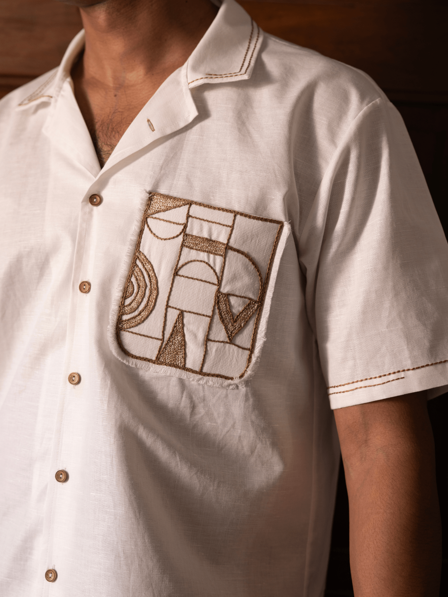 Premium hemp cotton shirt with hand embroidered detailing