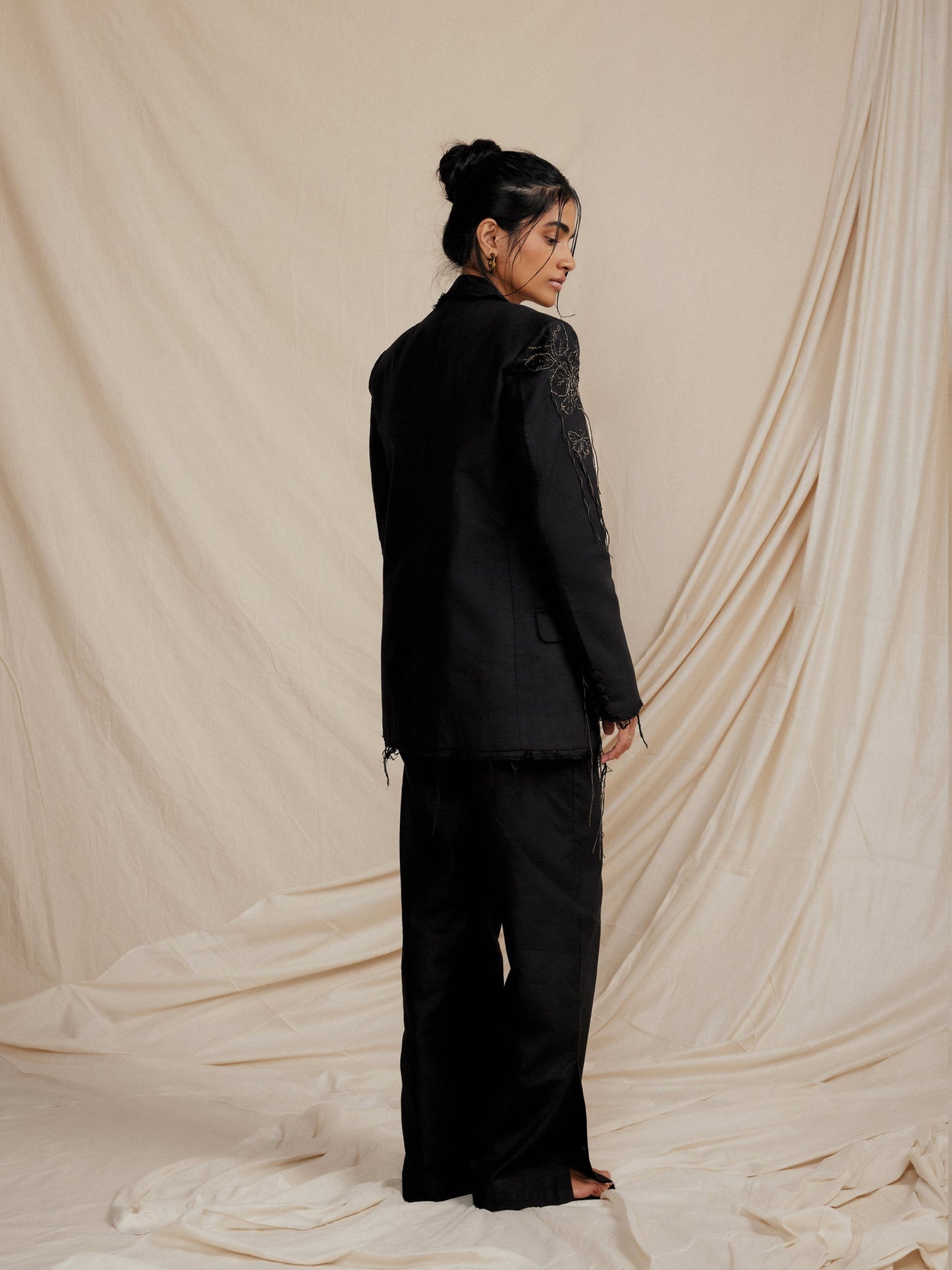 Premium women's cotton linen black jacket