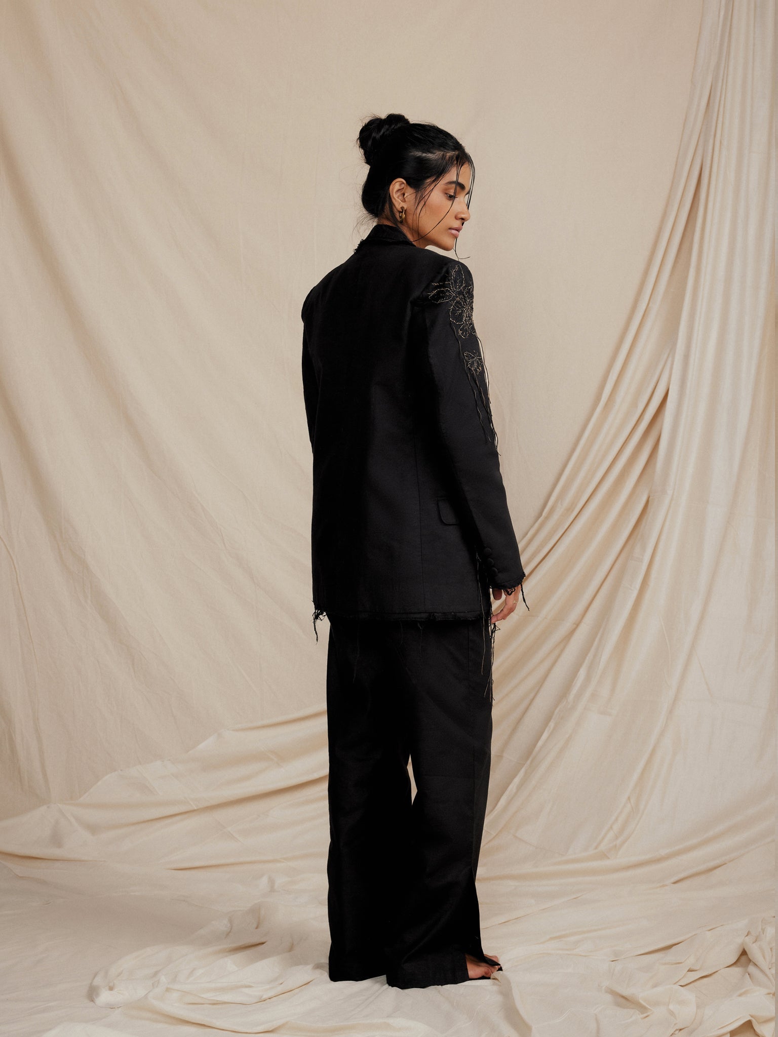 Premium women's cotton linen black jacket