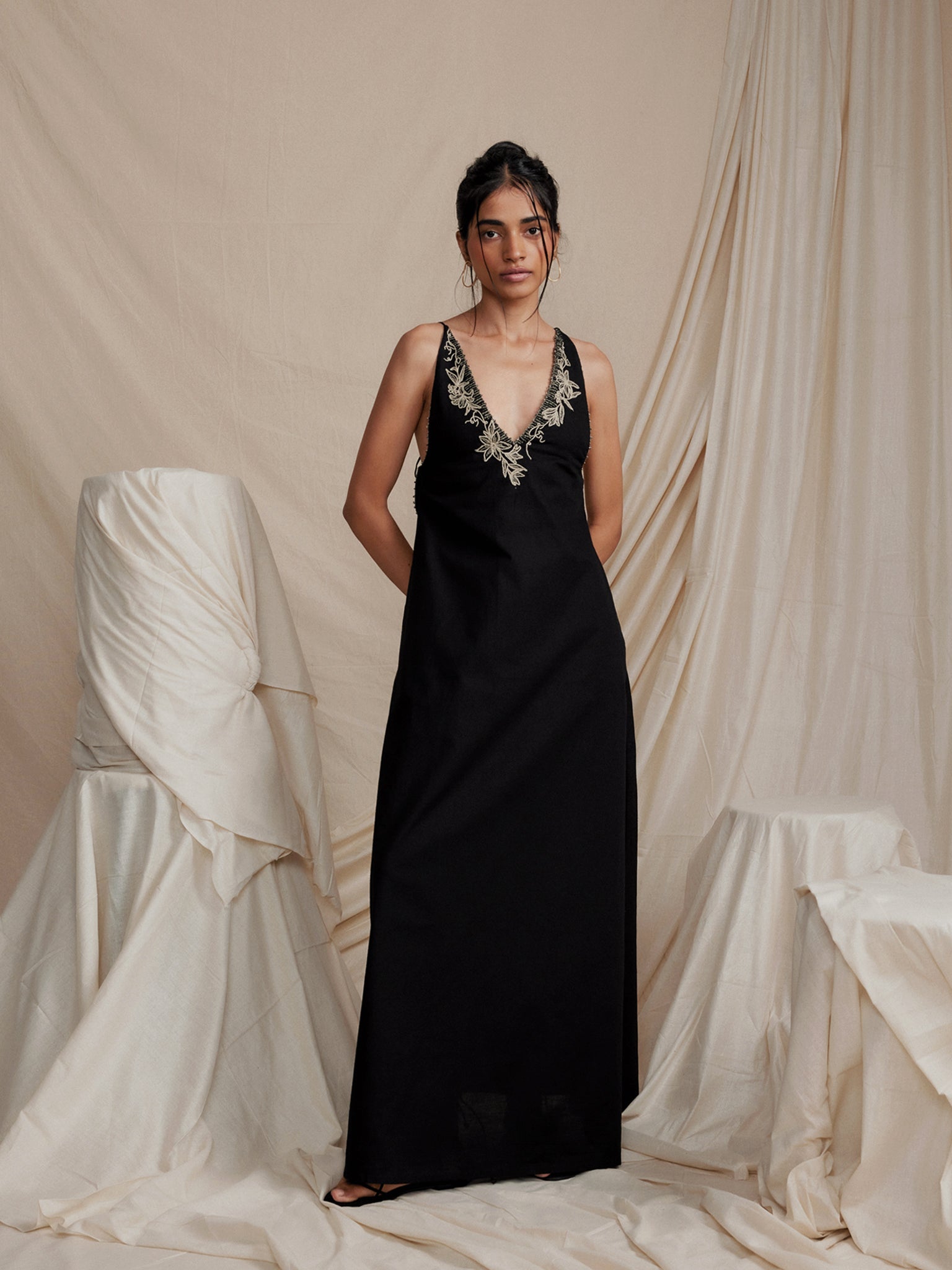 ROSA hand embroidered linen dress
